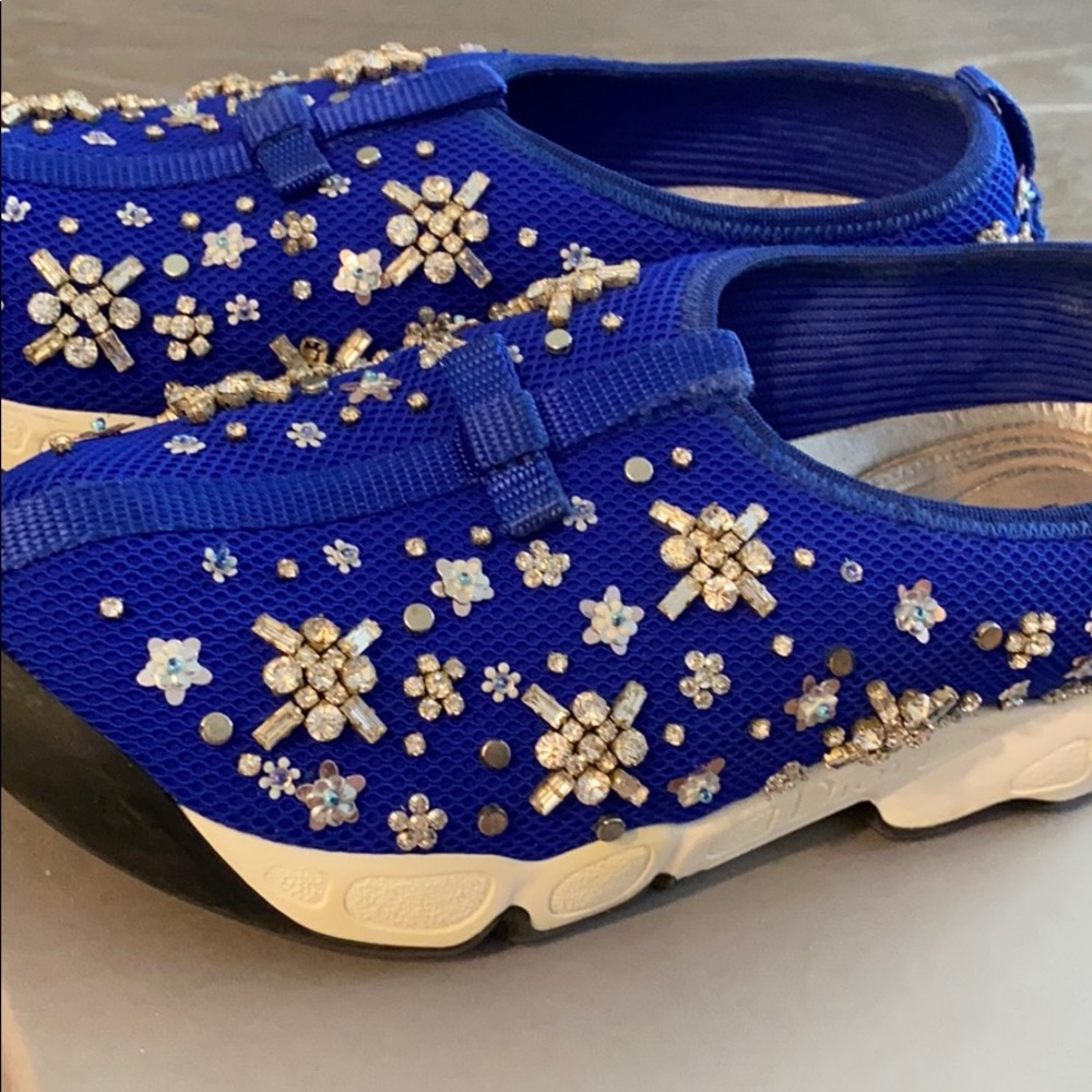 Dior Fusion Blue Crystal Embroidered Sneakers 37 - Picture 4 of 8